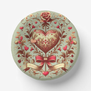 Vintage Heart Valentine's day xoxo  Paper Plate
