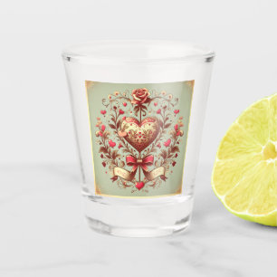 Vintage Heart Valentine's day xoxo Shot Glass
