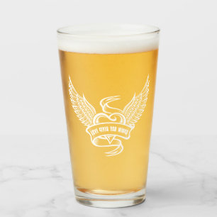 Vintage Heart With Wings Glass