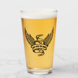 Vintage Heart With Wings, Love Gives You Wings Glass