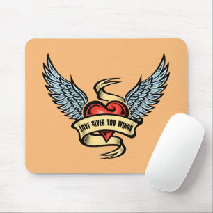Vintage Heart With Wings, Love Gives You Wings Mouse Pad