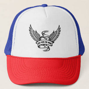 Vintage Heart With Wings, Love Gives You Wings Trucker Hat