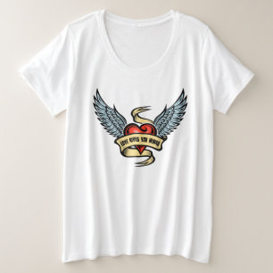Vintage Heart With Wings Plus Size T-Shirt