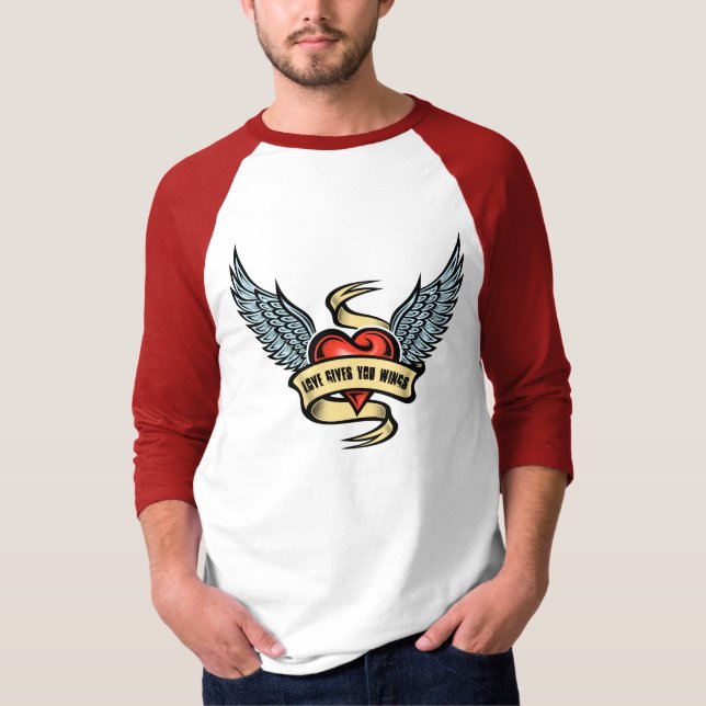 Vintage Heart With Wings T-Shirt (Front)