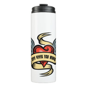 Vintage Heart With Wings Thermal Tumbler