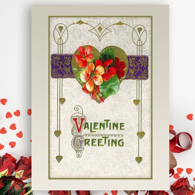 Vintage Hearts and Flowers Valentine Postcard (Creator Uploaded)