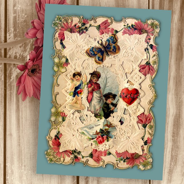 Vintage Hearts and Flowers Valentine Postcard (Creator Uploaded)