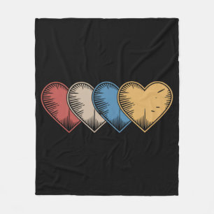 Vintage Hearts Cool Retro Valentines Day Gift Fleece Blanket
