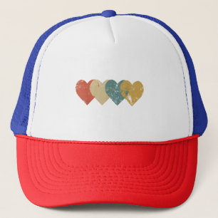 Vintage Hearts Cool Retro Valentines Day Gift for  Trucker Hat