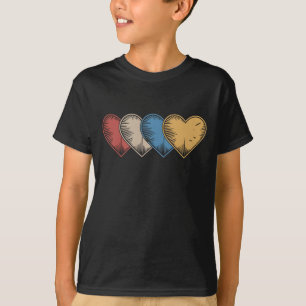 Vintage Hearts Cool Retro Valentines Day Gift T-Shirt