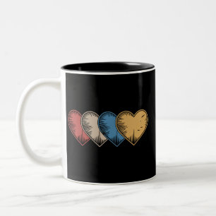 Vintage Hearts Cool Retro Valentines Day Gift Two-Tone Coffee Mug