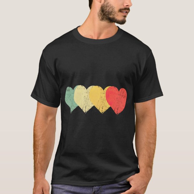 Vintage Hearts Retro Valentines Day T-Shirt (Front)