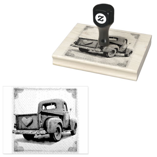 Vintage Hearts: Vintage Pickup Valentine Hearts Rubber Stamp (Stamped)