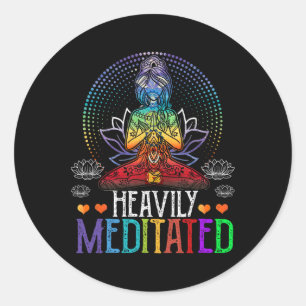 Vintage Heavily Meditated - Funny Meditation And Y Classic Round Sticker
