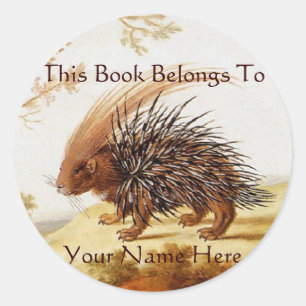 Vintage Hedgehog Book Stickers