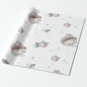 VINTAGE HEDGEHOG CHRISTMAS GIFT WRAPPING PAPER
