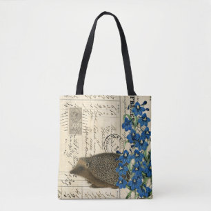 Vintage Hedgehog French Document Shoulder Tote Bag