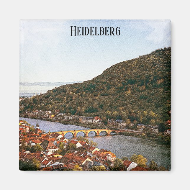 Vintage Heidelberg Germany City View Magnet (Front)