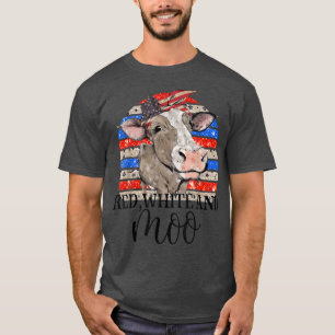 Vintage Heifer US Flag Red White And Moo July 4th T-Shirt