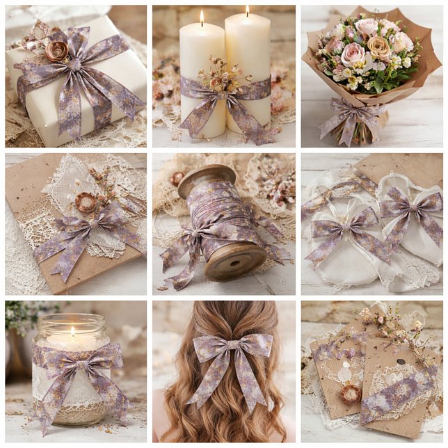 Vintage Heirloom Petals purple floral Satin Ribbon (Creator Uploaded)