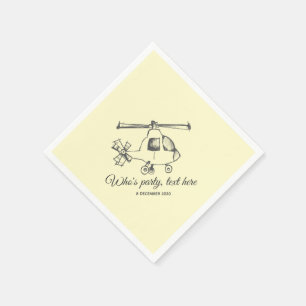 vintage,  Helicopter, plane Cocktail Paper Napkins
