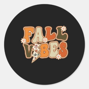 Vintage Hello Fall Floral Groovy Fall Vibes Autumn Classic Round Sticker
