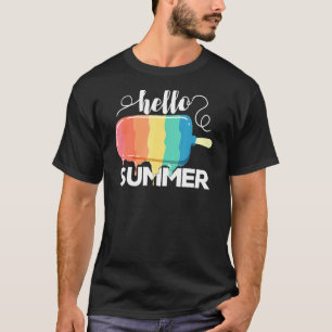 Vintage Hello Summer Ice Cream Popsicle Dessert T-Shirt