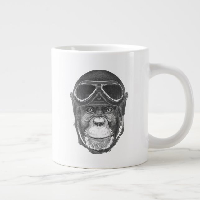 Vintage Helmet Chimpanzee Large Coffee Mug (Right)