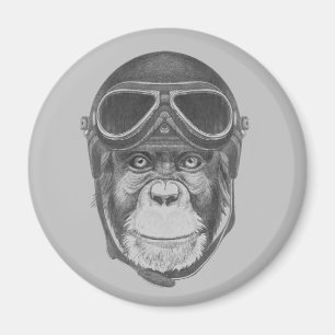 Vintage Helmet Chimpanzee Magnet