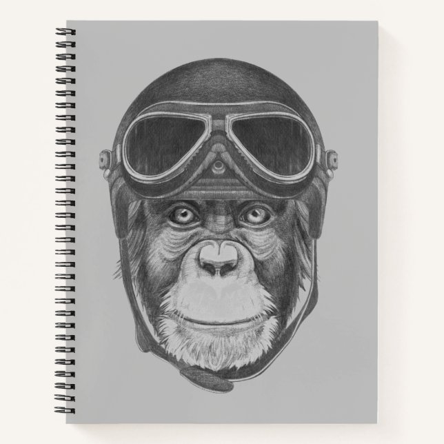 Vintage Helmet Chimpanzee Notebook (Front)