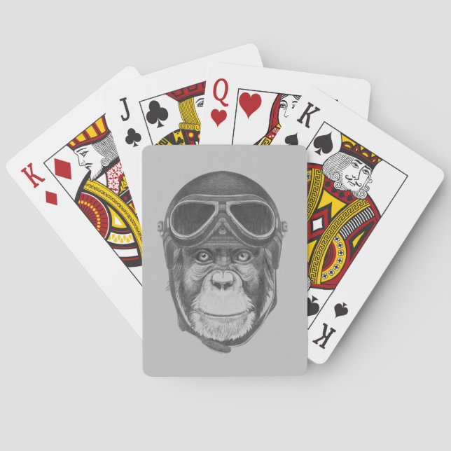 Vintage Helmet Chimpanzee Playing Cards (Back)