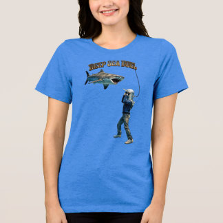 Vintage Helmet Diver Fighting a Tiger Shark URM Tri-Blend Shirt