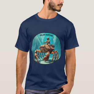 Vintage Helmet Diver Riding a Giant Crab URM T-Shirt