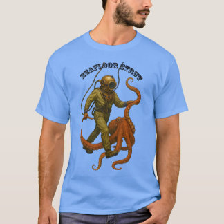 Vintage Helmet Diver Walking with an Octopus URM T-Shirt
