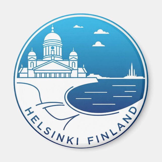 Vintage Helsinki Finland Travel Magnet (Front)