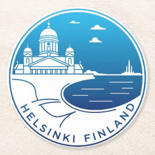 Vintage Helsinki Finland Travel Round Paper Coaster