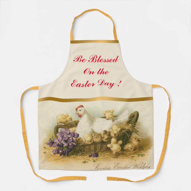 Vintage Hen And Chickens Easter Apron (Front)