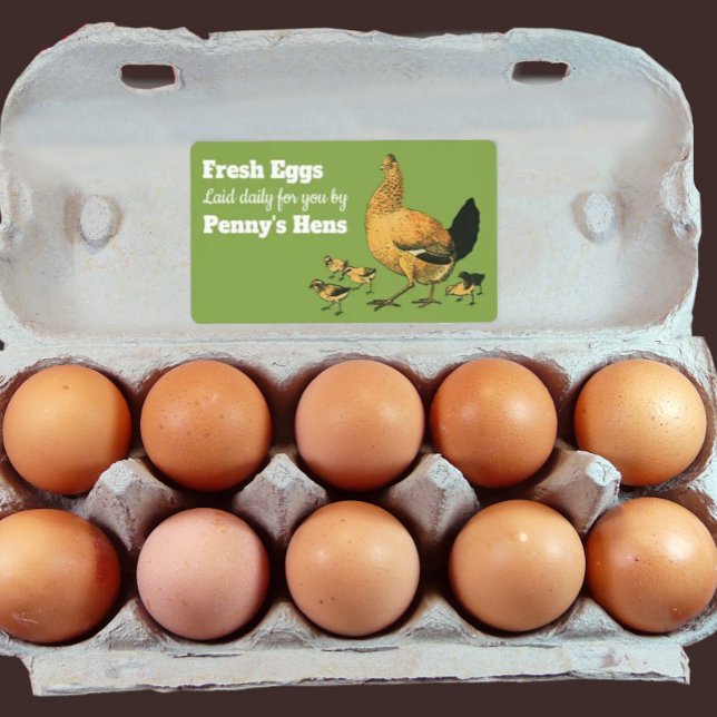 Vintage Hen and Chicks Fresh Eggs Carton Label (Creator Uploaded)