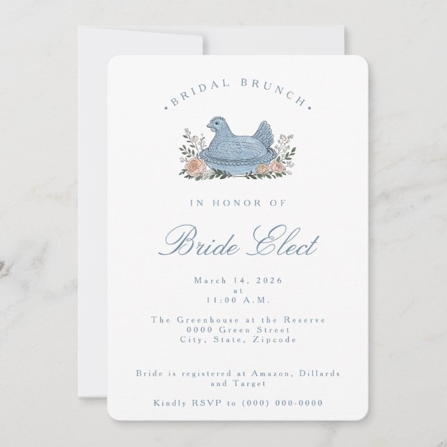 Vintage Hen Bridal Invitation (Front)
