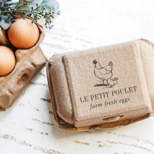 Vintage Hen Country Egg Farm Rubber Stamp