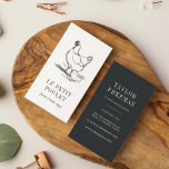 Vintage Hen | Farm Business Card<br><div class="desc">Market your small farm,  ranch or egg farm with our chic vintage style business cards featuring an etched-style chicken illustration and two lines of custom text on the front. Add your full contact details to the back in white on brushed charcoal black.</div>