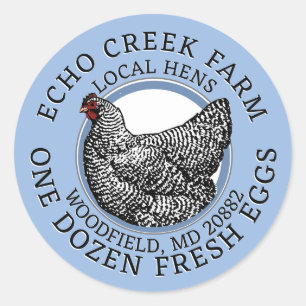 VINTAGE HEN FARM FRESH EGG Blue and White    Classic Round Sticker