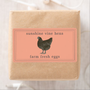 Vintage Hen Farm Fresh Egg Carton Label – Peach