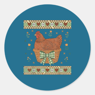 Vintage Hen Nest Coquette Bow Classic Round Sticker