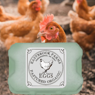 VINTAGE HEN PASTURED EGGS LABEL Egg Carton Grey