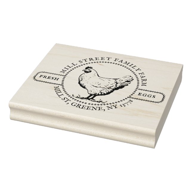VINTAGE HEN Wood Stamp Fresh Local Farm Eggs (Stamp)