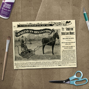 Vintage Henderson Horse Lawn Mower Ad craft Tissue Paper