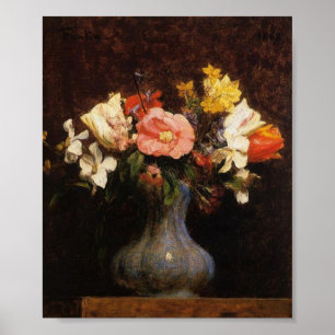 Vintage Henri Latour Flowers Camelias and Tulips Poster