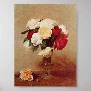 Vintage Henri Latour Roses in a Stemmed Glass Poster