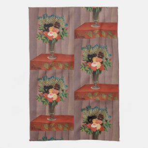 Vintage Henri Rousseau French Floral Cottagecor Tea Towel